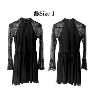 My Michelle Black Lace Sleeve Fit & Flare Dress Gothic Size 1
